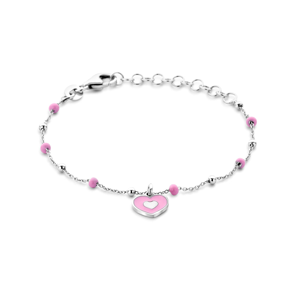 Armband Emaille Herzchen 13 + 3 cm Silber rhodiniert