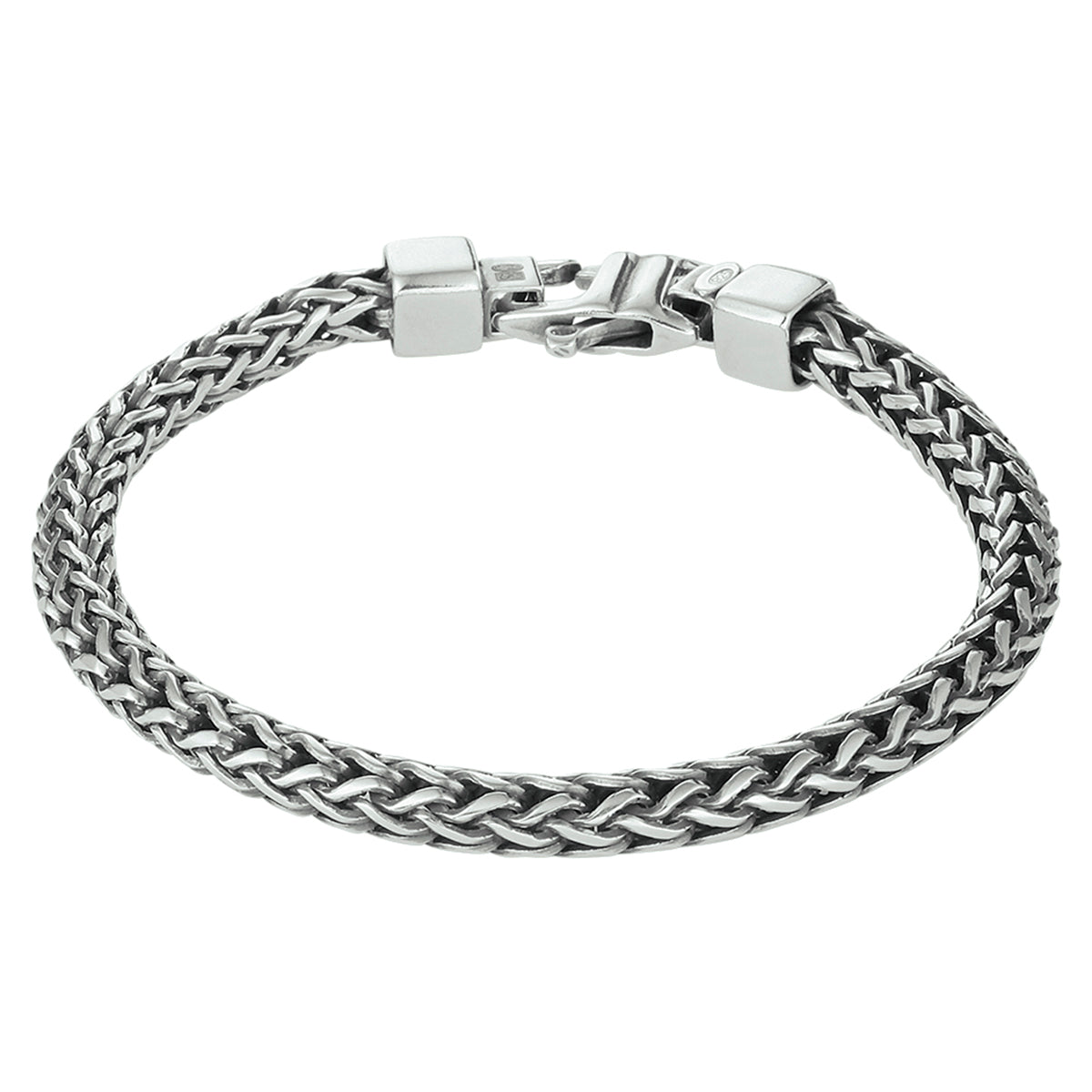 armband oxi vossestaart 5,0 mm zilver geoxideerd