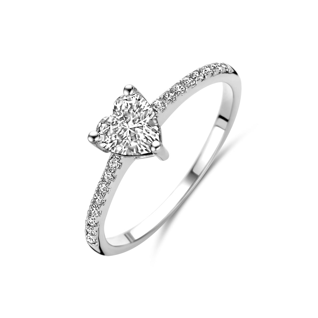 Ring Herz Zirkonia Silber rhodiniert