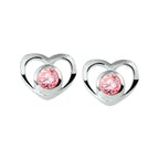 Ohrstecker Herz rosa Zirkonia silber weiß