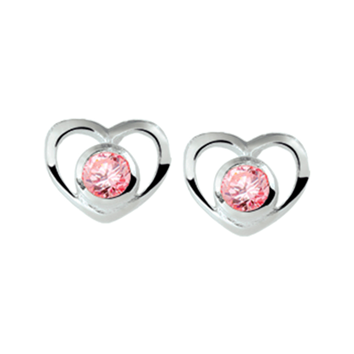 Ohrstecker Herz rosa Zirkonia silber weiß