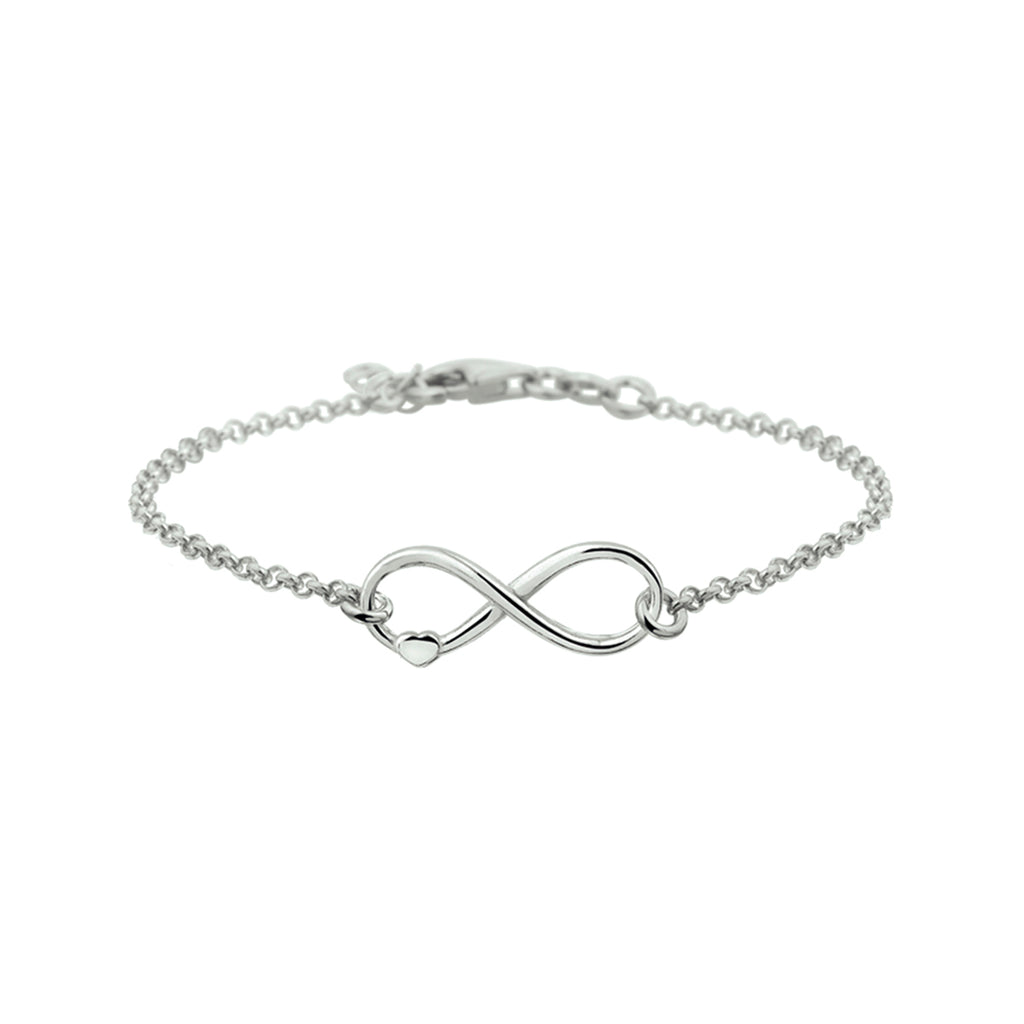 Armband Unendlichkeit und Herz 17 + 2 cm Silber rhodiniert