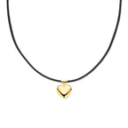 collier hart 38 + 6 cm 3 micron zilver verguld (met rubber/nylon/leer)