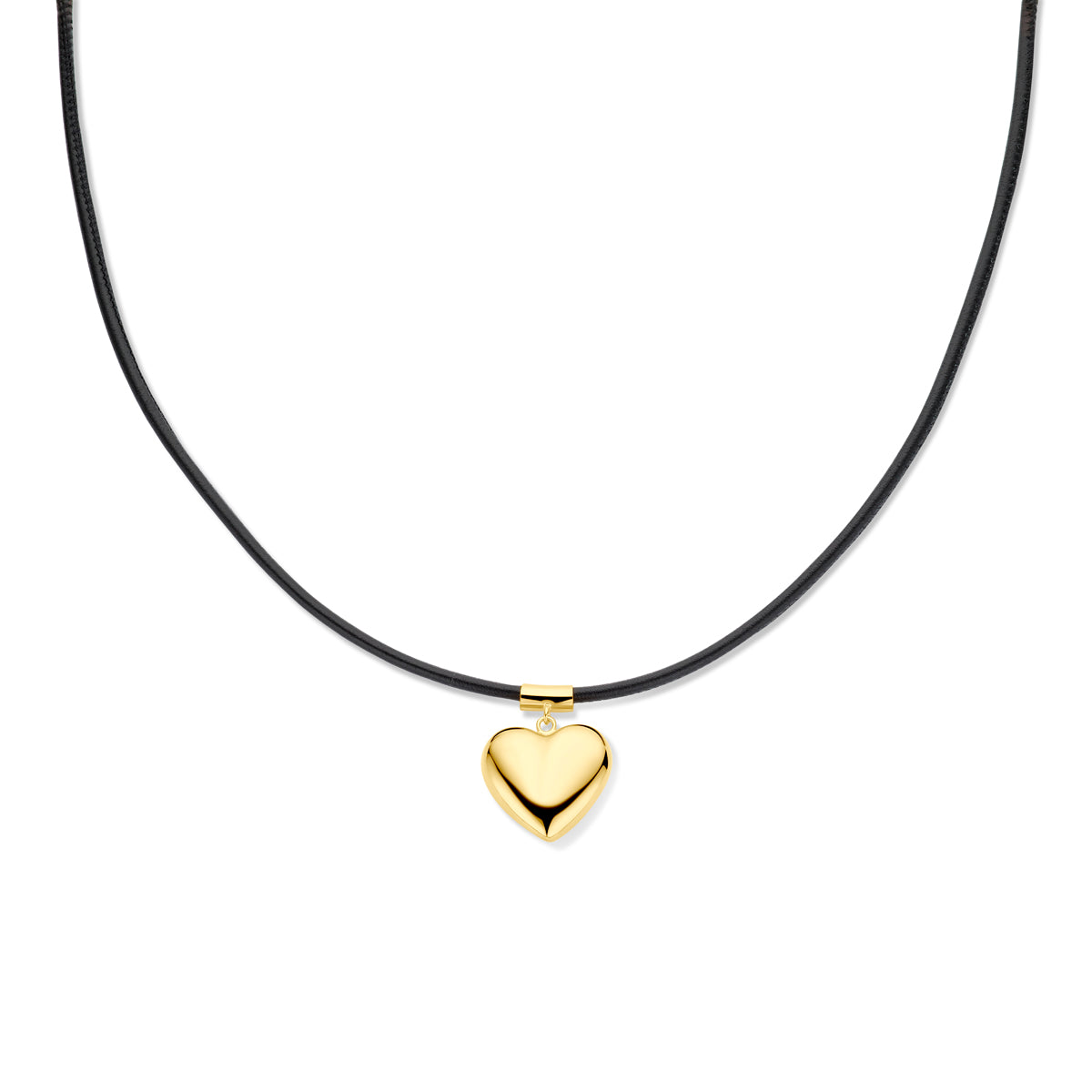 collier hart 38 + 6 cm 3 micron zilver verguld (met rubber/nylon/leer)