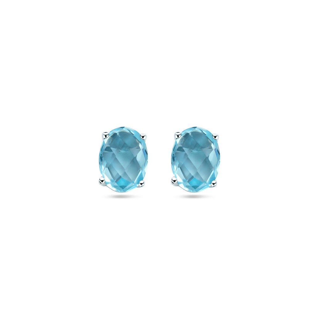 oorknoppen blauw topaas zilver gerhodineerd