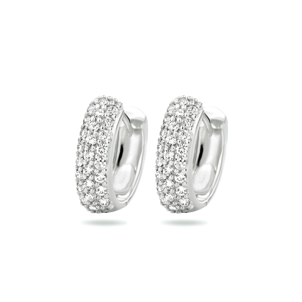 klapoorringen zirkonia 14K witgoud