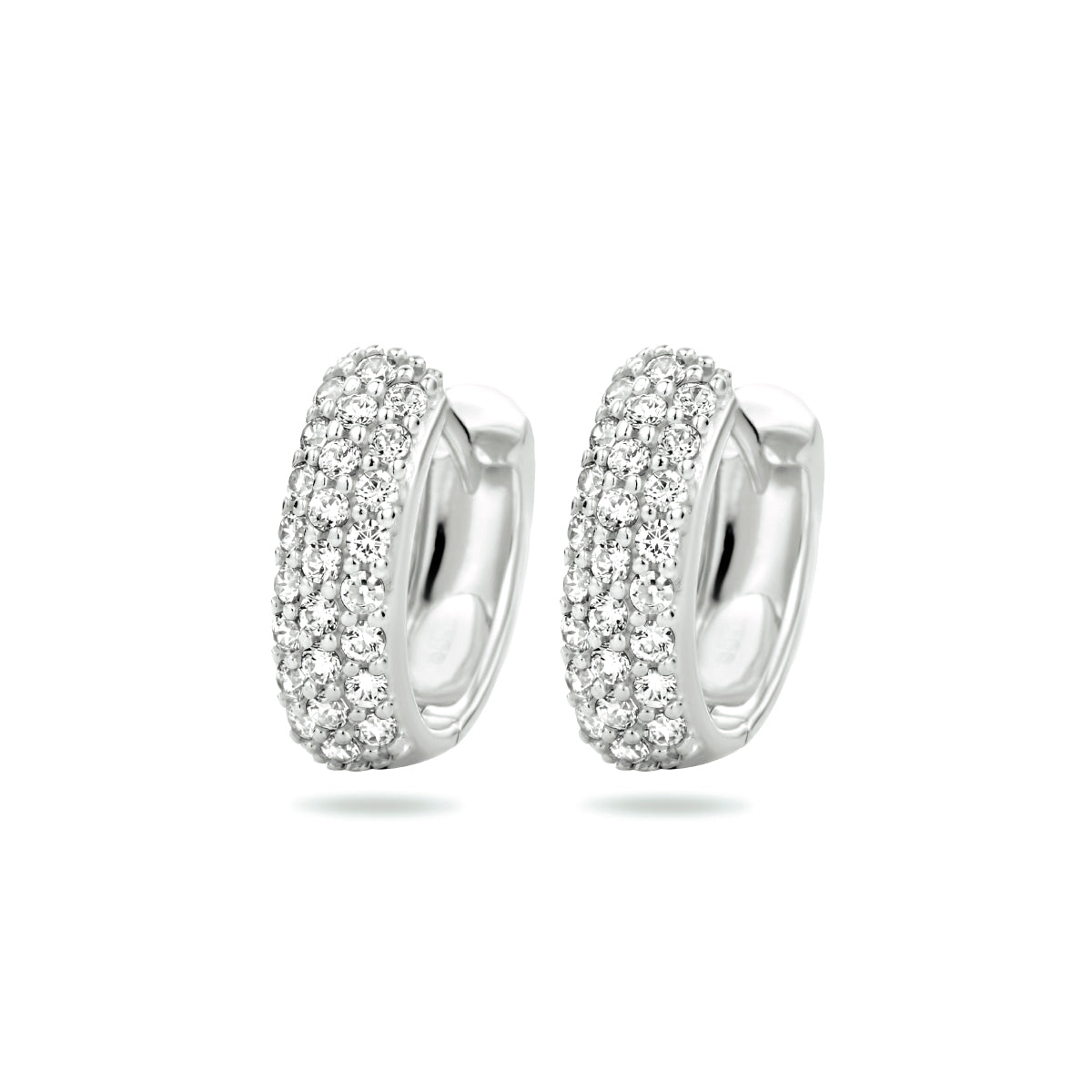 klapoorringen zirkonia 14K witgoud