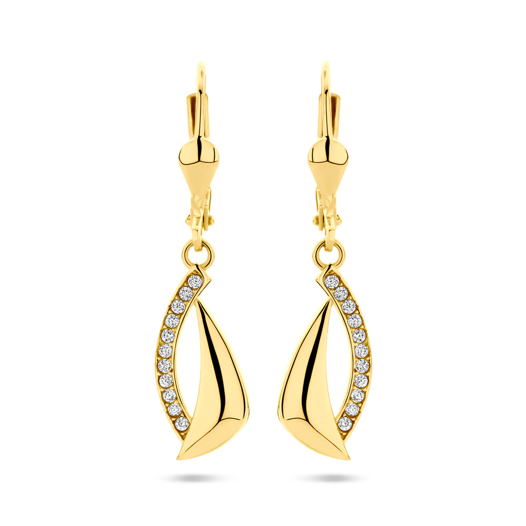 oorhangers zirkonia brisur haak 31 mm 14K geelgoud