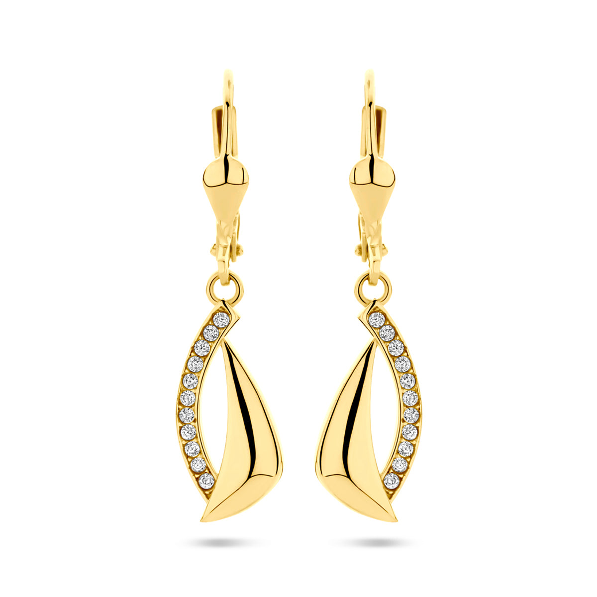 oorhangers zirkonia brisur haak 31 mm 14K geelgoud