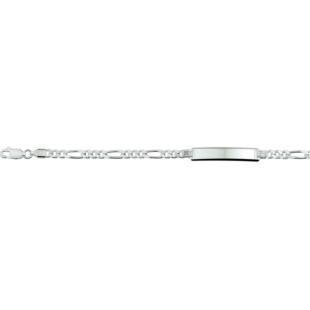 graveerarmband figaro 19 cm plaat 6 mm zilver gerhodineerd