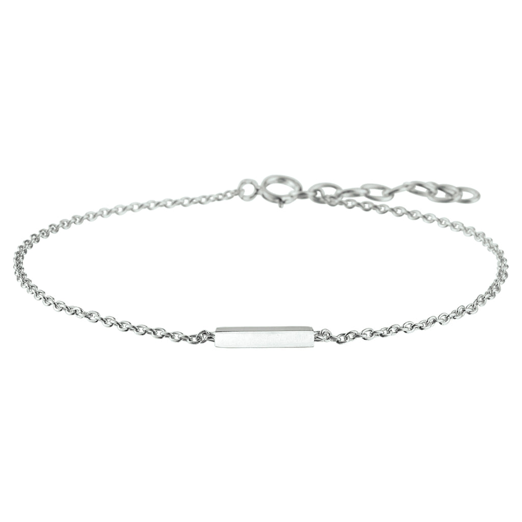 armband balkje 16 + 2,5 cm zilver gerhodineerd