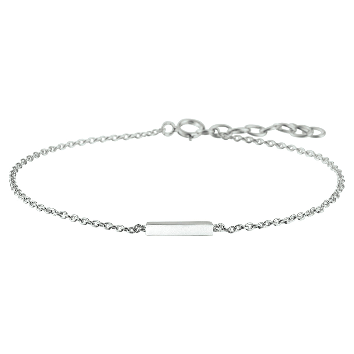 armband balkje 16 + 2,5 cm zilver gerhodineerd