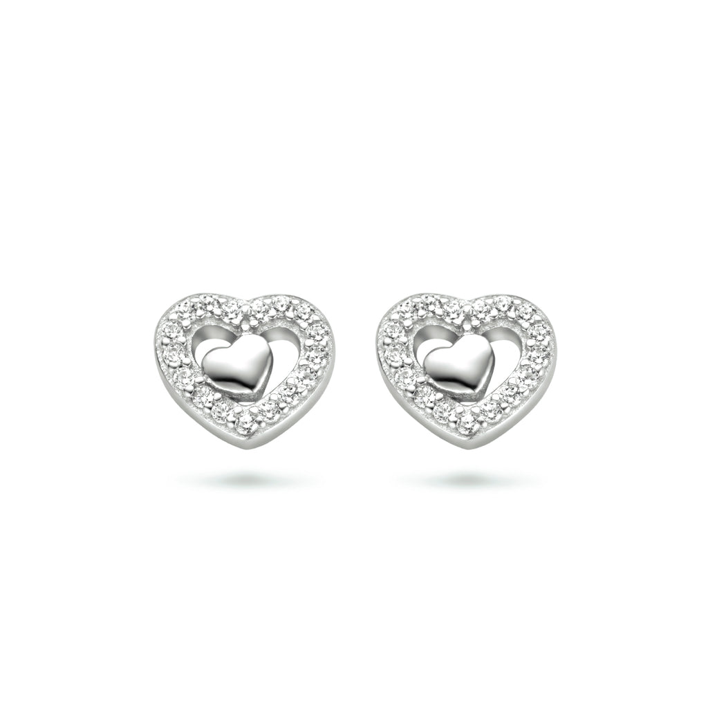Ohrstecker Herzen Zirkonia Silber rhodiniert