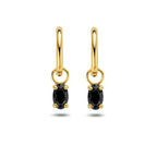 klapoorringen zwart zirkonia 14K geelgoud