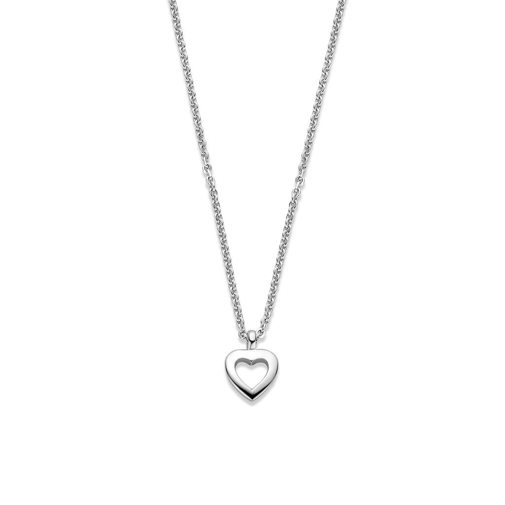 collier hartje 41 - 43 - 45 cm zilver gerhodineerd