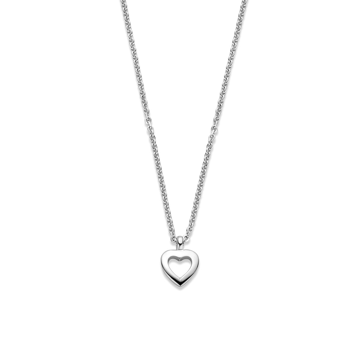 collier hartje 41 - 43 - 45 cm zilver gerhodineerd