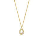 collier zirkonia en parel 41 - 43 - 45 cm 14K geelgoud