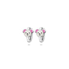 Klappohrringe Emaille Maus 10 mm rhodiniertes Silber