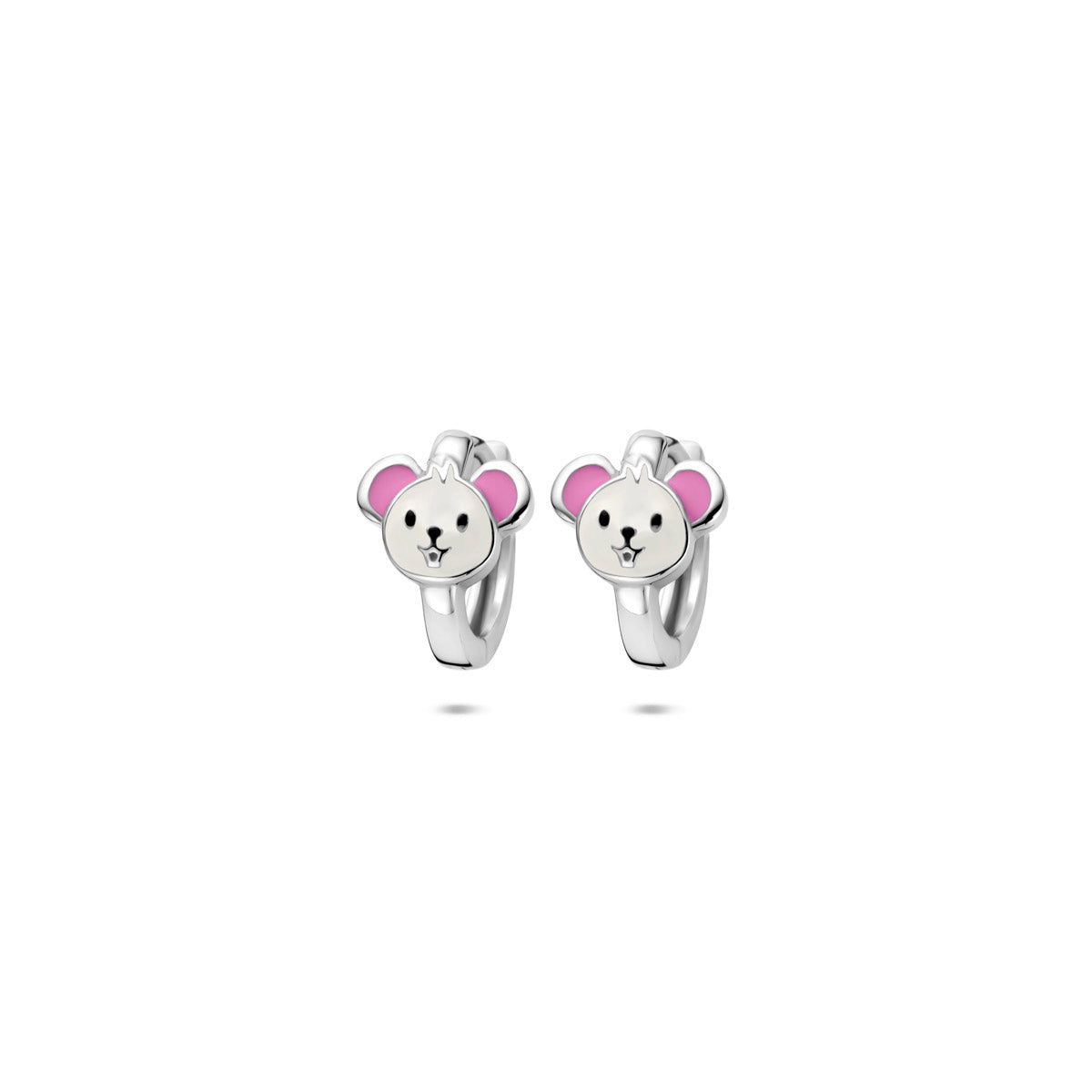 Klappohrringe Emaille Maus 10 mm rhodiniertes Silber