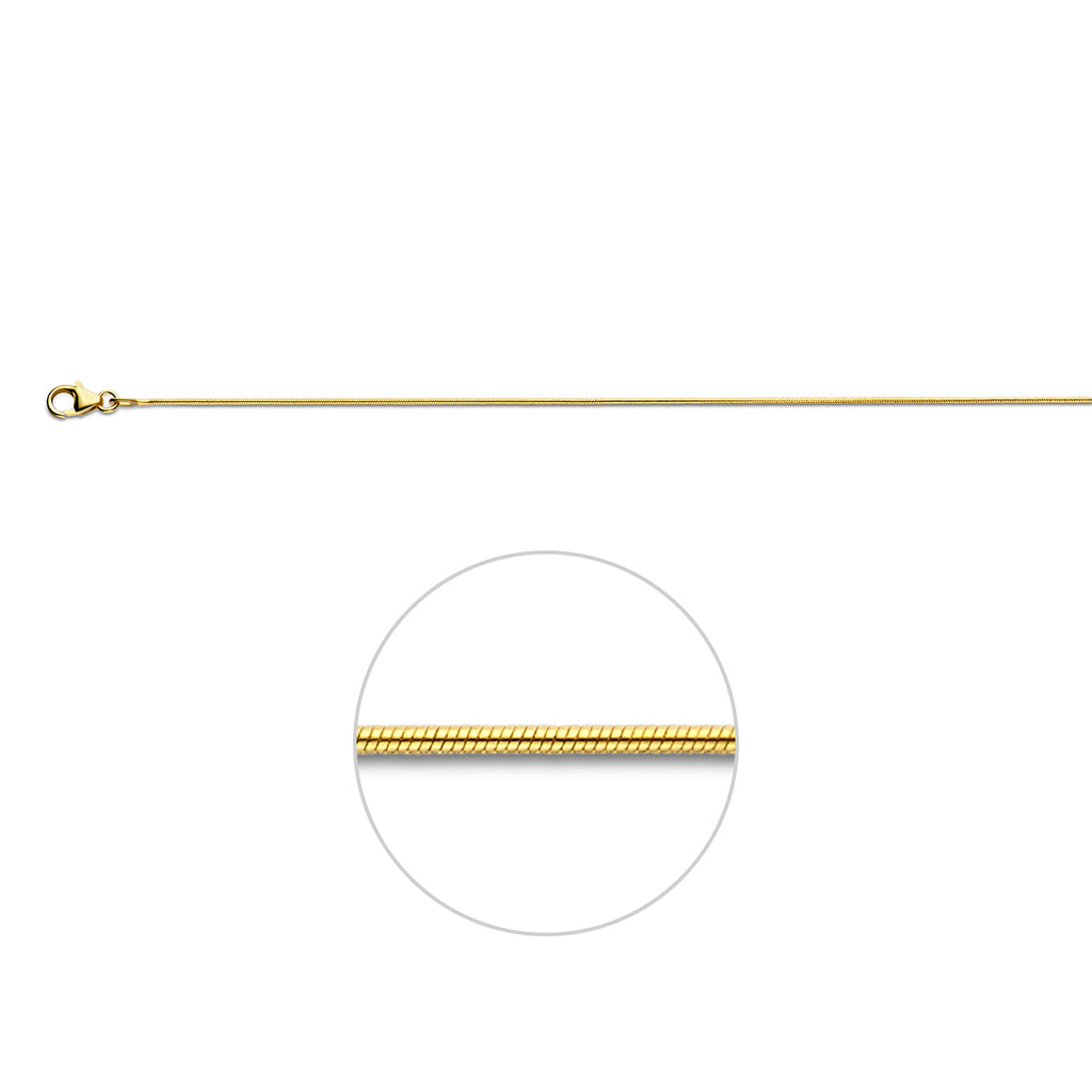 slang rond 0,9 mm 14K geelgoud