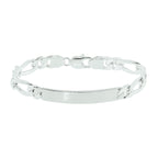 Gravurarmband Figaroplatte 7,6 mm 20 cm silberweiß