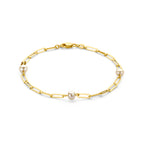 Armband Büroklammer 2,7 mm und Perlen 18,5 cm 14K Gelbgold
