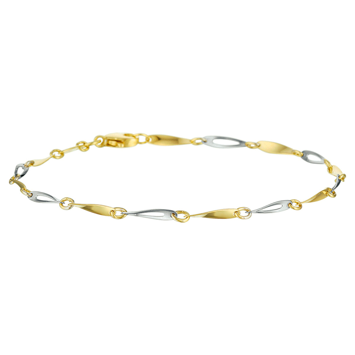 Armband 2,5 mm 19 cm 14K Bicolor-Gold gelb/weiß