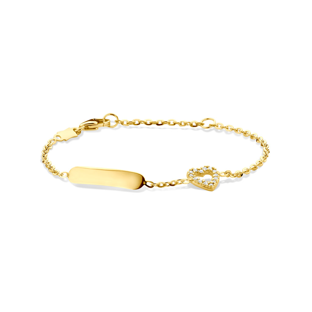 Gravurarmband Herz Zirkonia 11 - 13 cm 14K Gelbgold