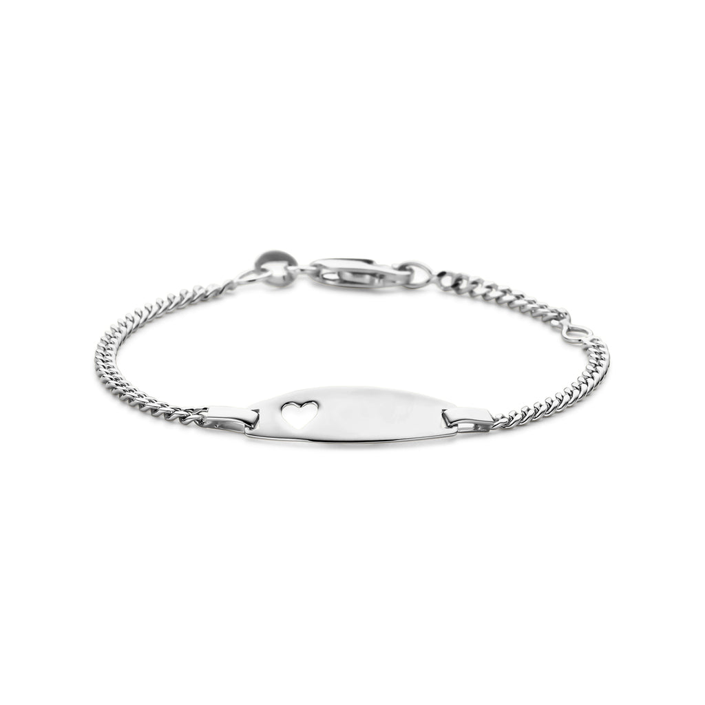 Gravurarmband Herzchen 11 - 13 cm Silber weiß