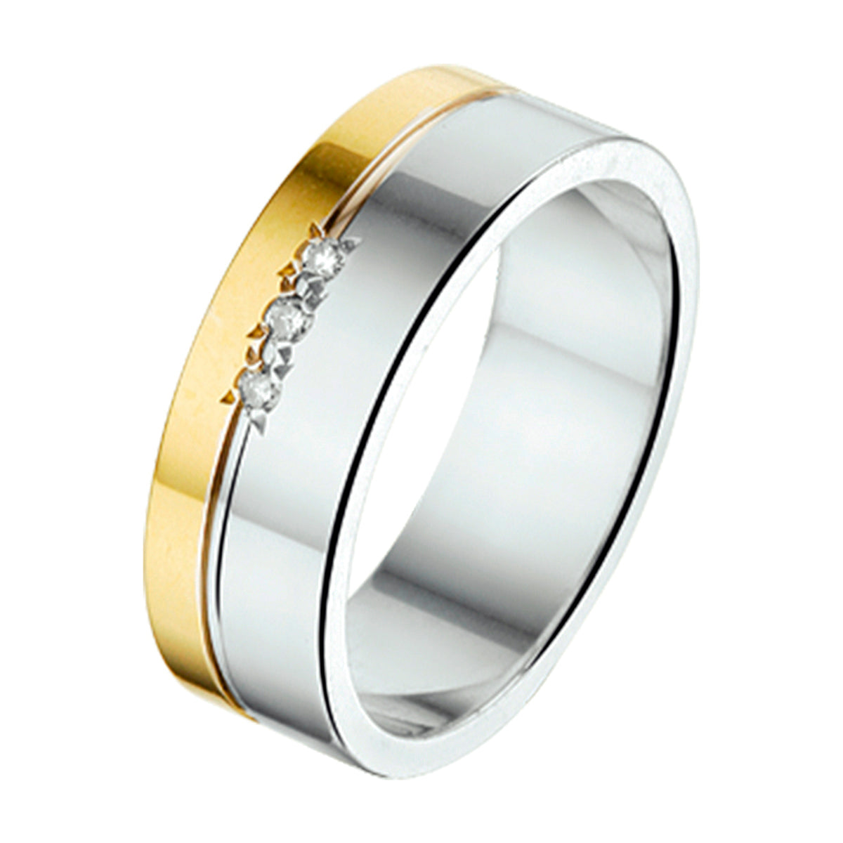 ring 6 mm 0.03ct h si goud met zilver