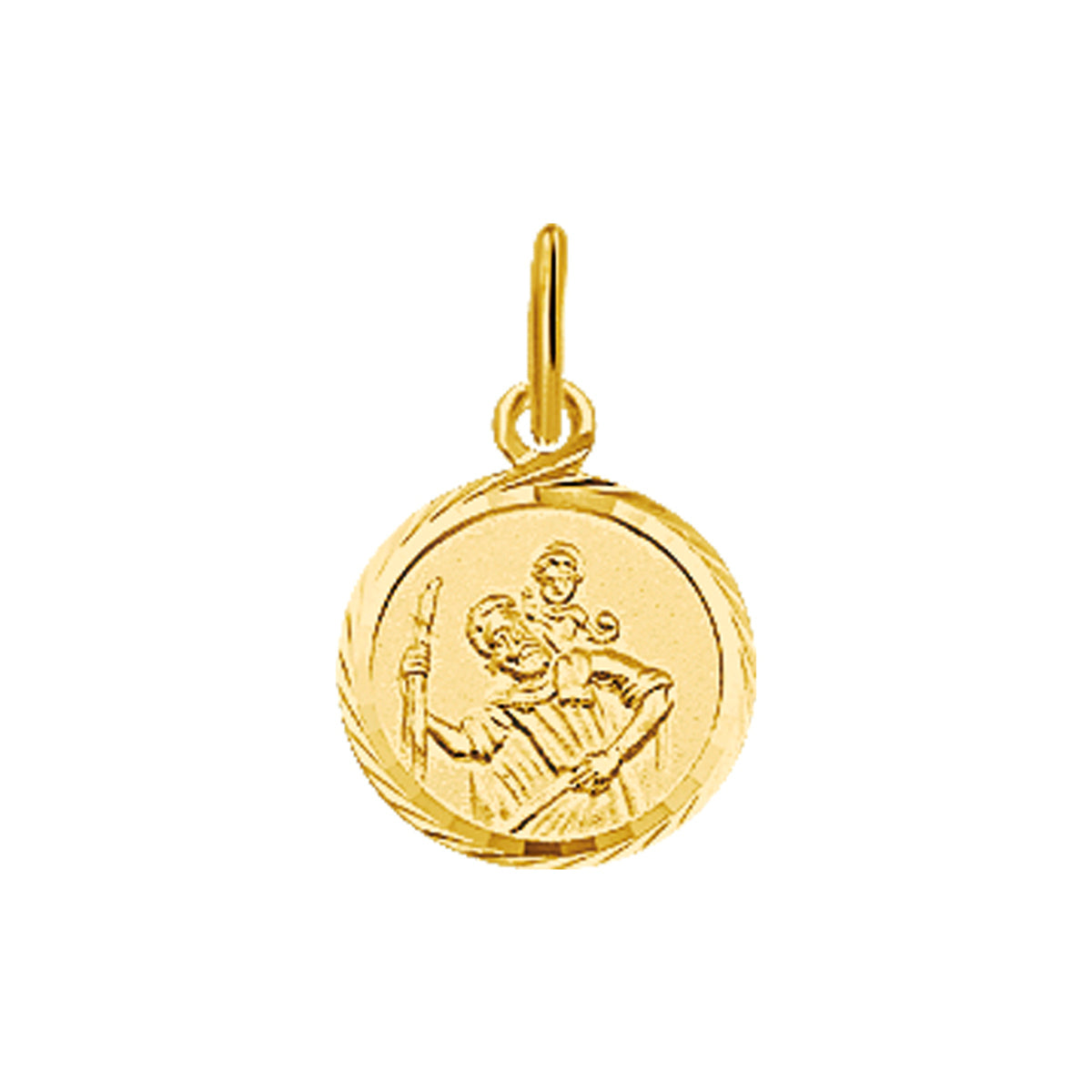hanger christoffel gediamanteerd 14K geelgoud - rond
