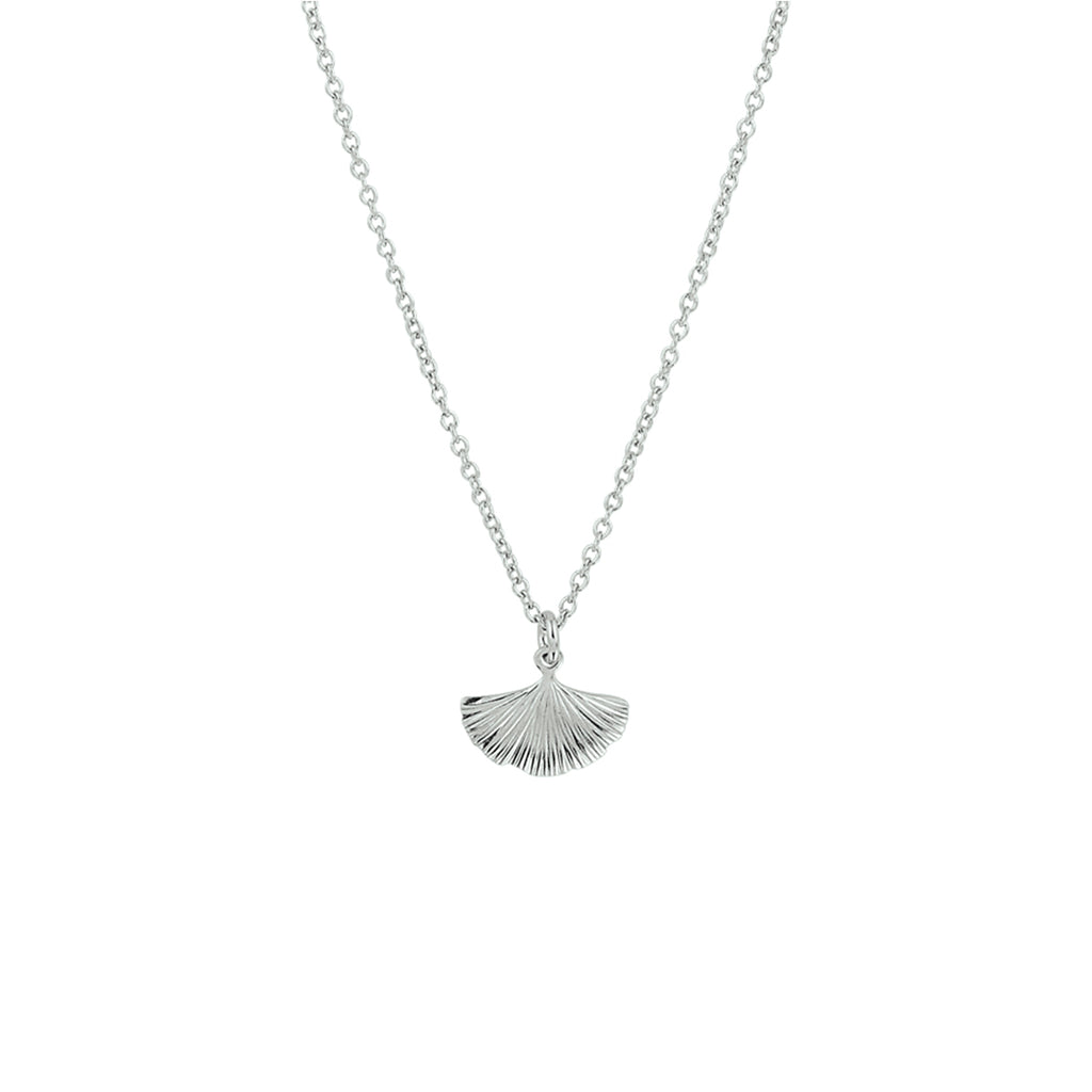 Halskette Ginkgoblatt 41 + 5 cm Silber rhodiniert