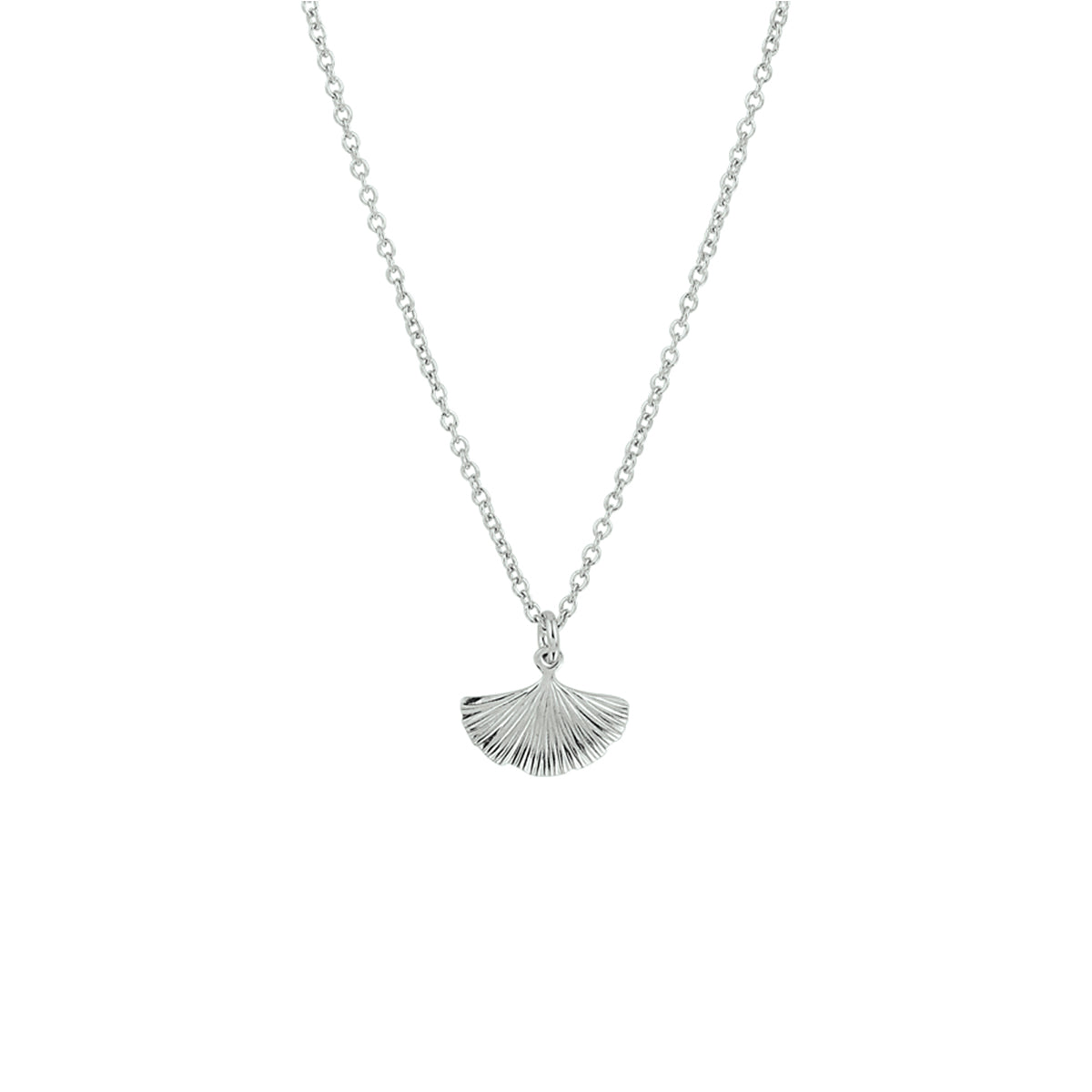 Halskette Ginkgoblatt 41 + 5 cm Silber rhodiniert