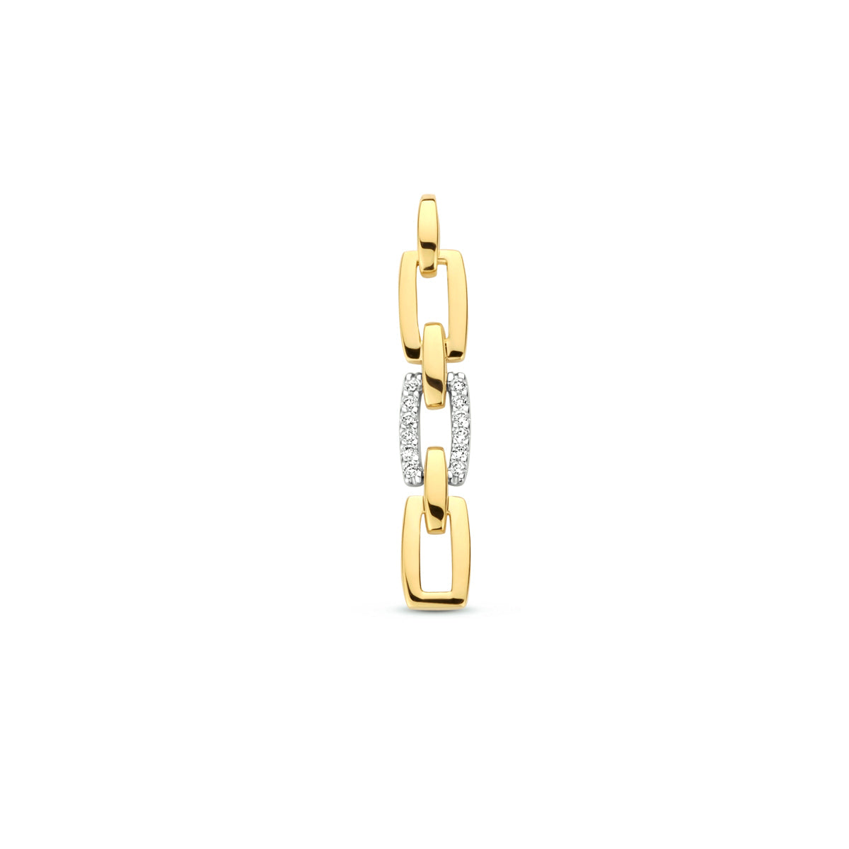 hanger schakel diamant 0.05ct h si 14K bicolor goud geel/wit - schakelmotief