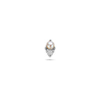 Flaches Piercing mit Perle und Zirkonia 6,5 mm rhodiniert Silber