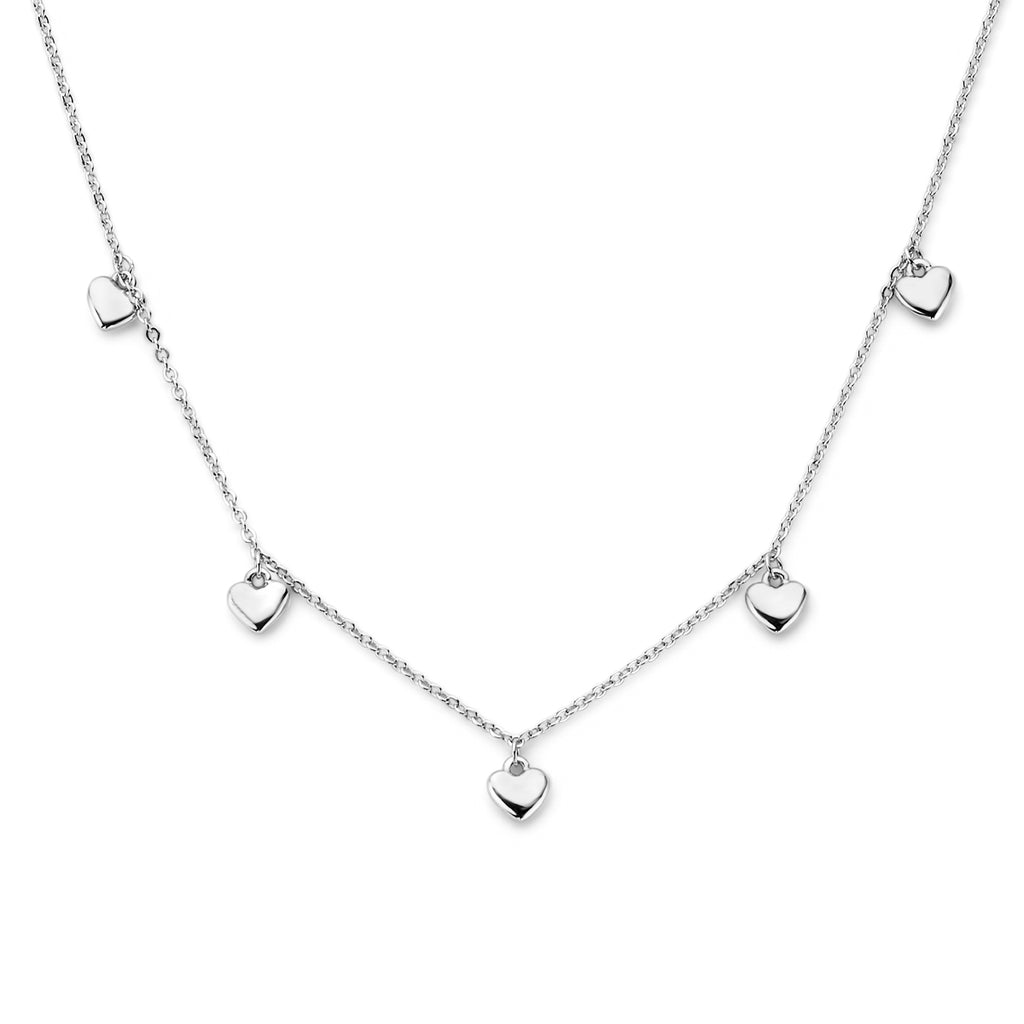 Halskette Herzen 41 + 4 cm Silber rhodiniert