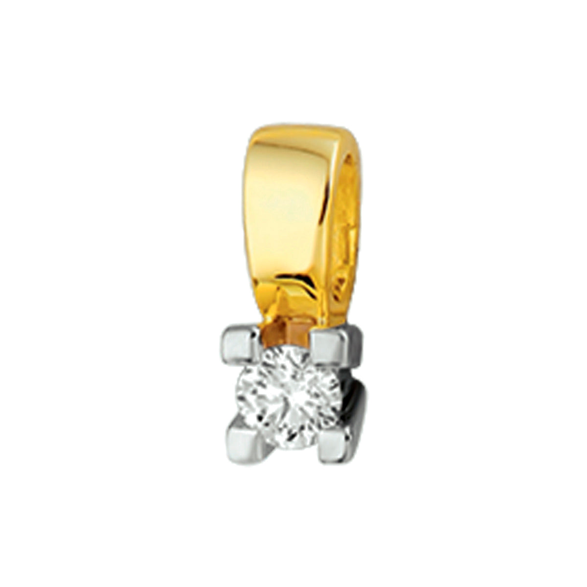 hanger diamant 0.15ct h si 10 mm 14K bicolor goud geel/wit