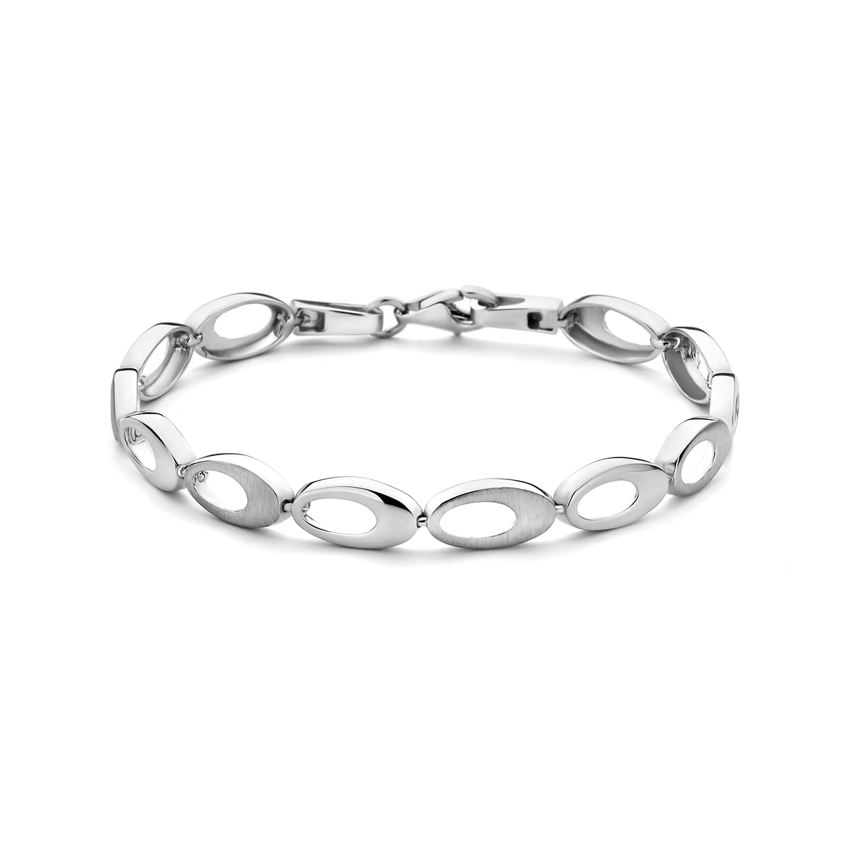 Armband 7,0 mm 19 cm Poly / mattsilber rhodiniert