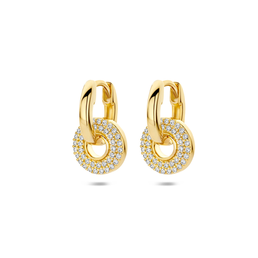 oorringen zirkonia 17 mm 1 micron zilver verguld (geel)
