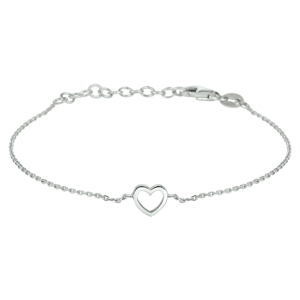Armband Herz 15 + 3 cm Silber rhodiniert