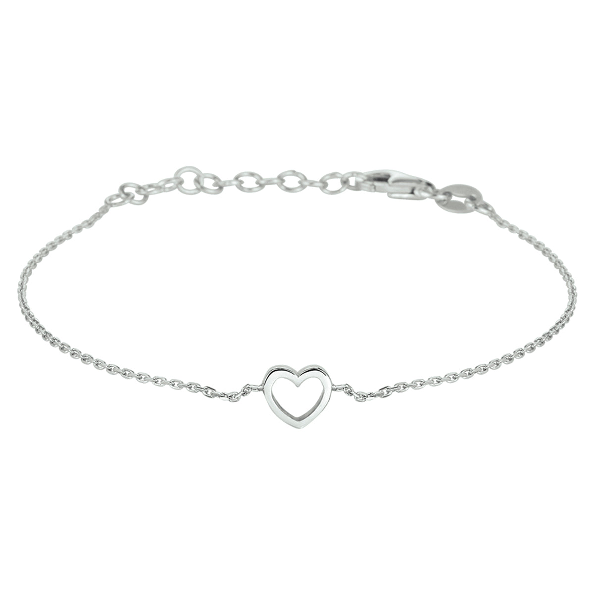Armband Herz 15 + 3 cm Silber rhodiniert