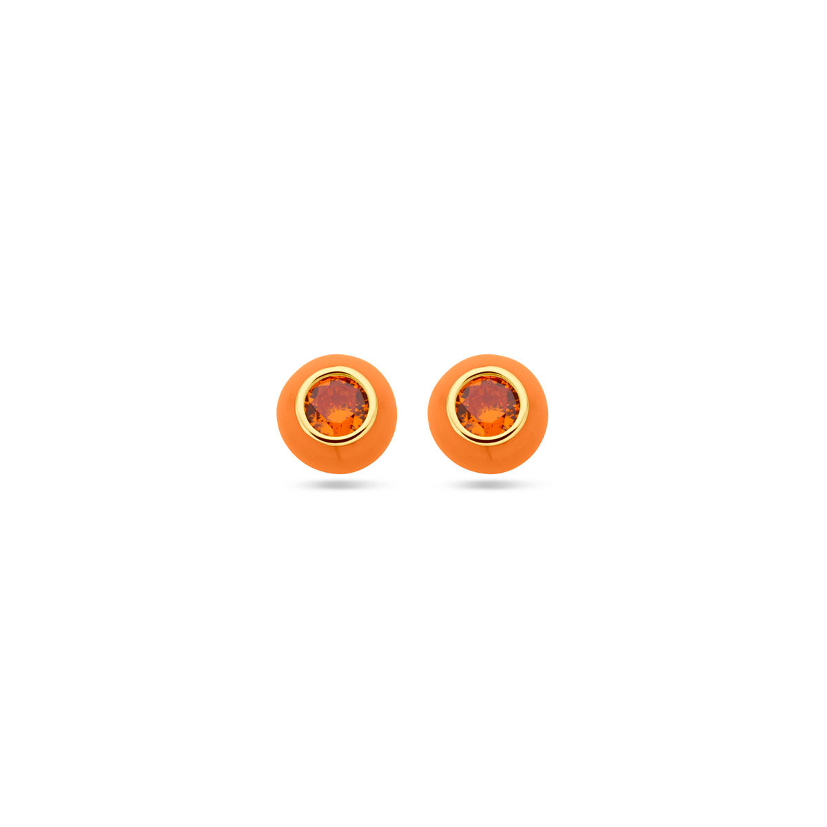 Ohrstecker orange Emaille und Zirkonia 1 Mikron Silber vergoldet (gelb)