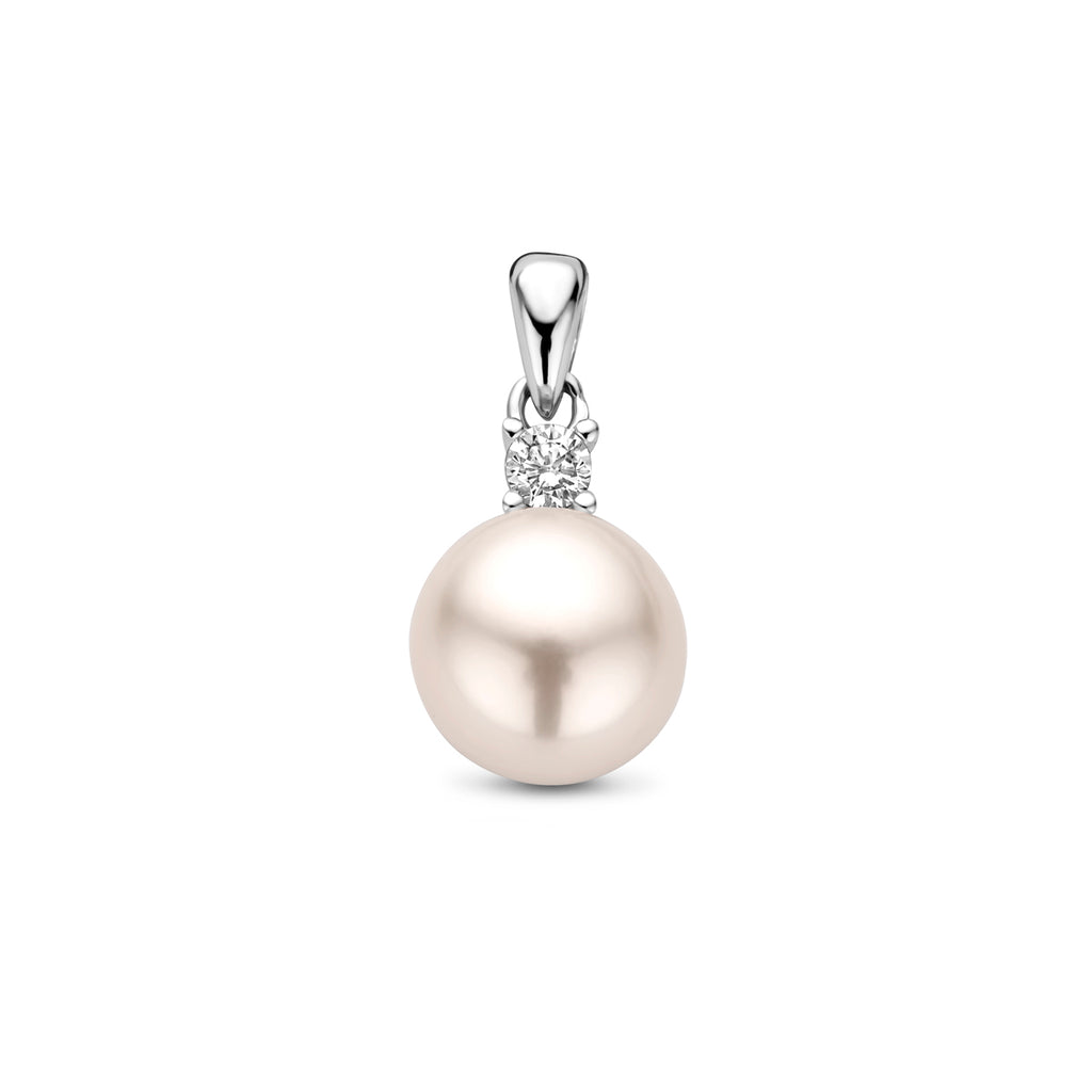 hanger zirkonia en parel zilver gerhodineerd
