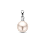 hanger zirkonia en parel zilver gerhodineerd