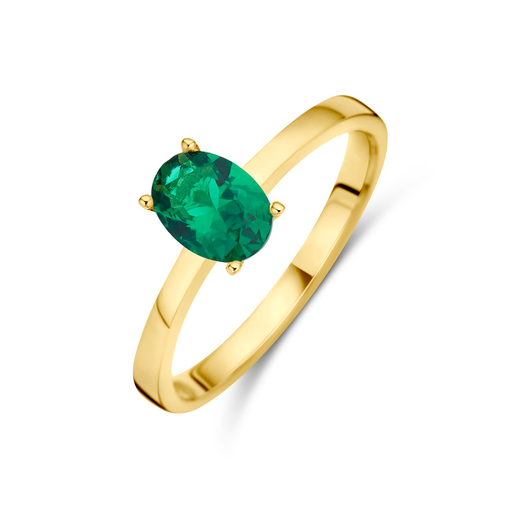 ring groen zirkonia 14K geelgoud