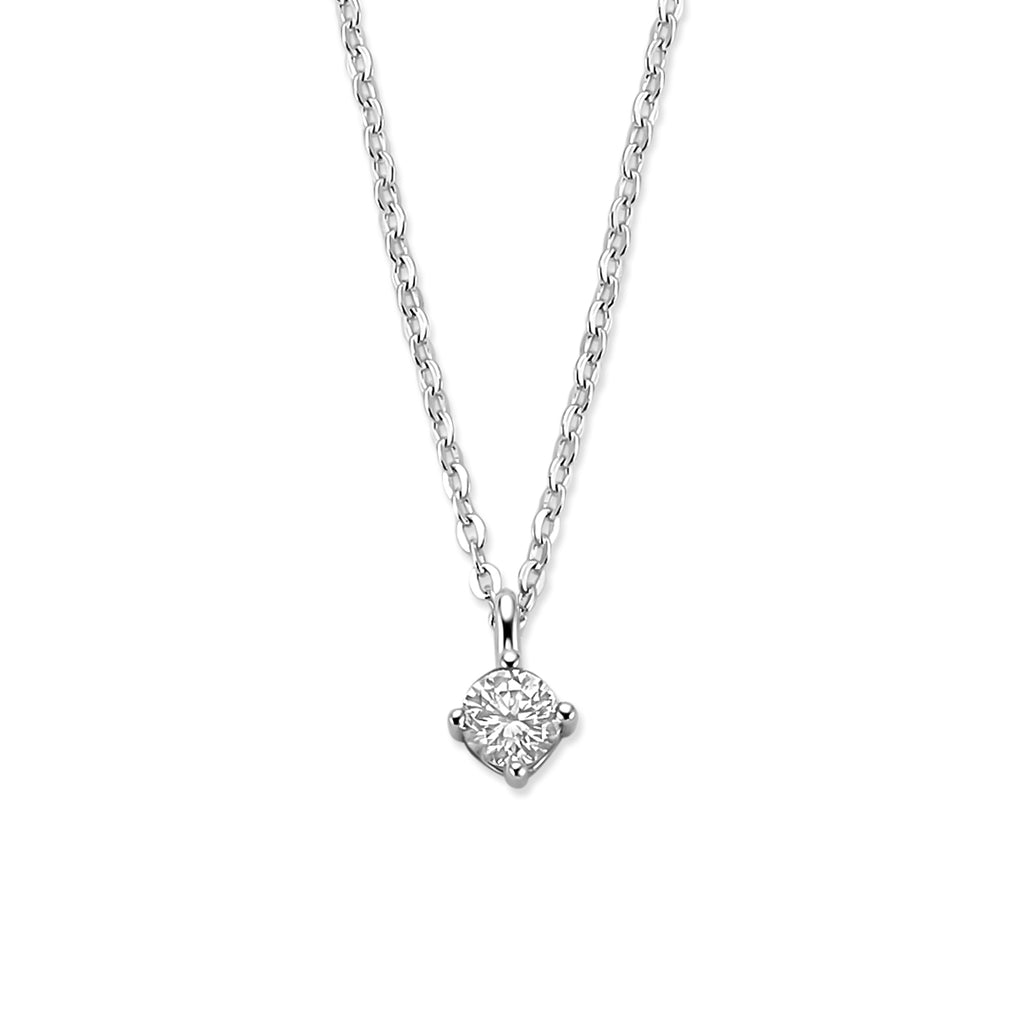 Halskette Zirkonia 42 + 3 cm Silber rhodiniert