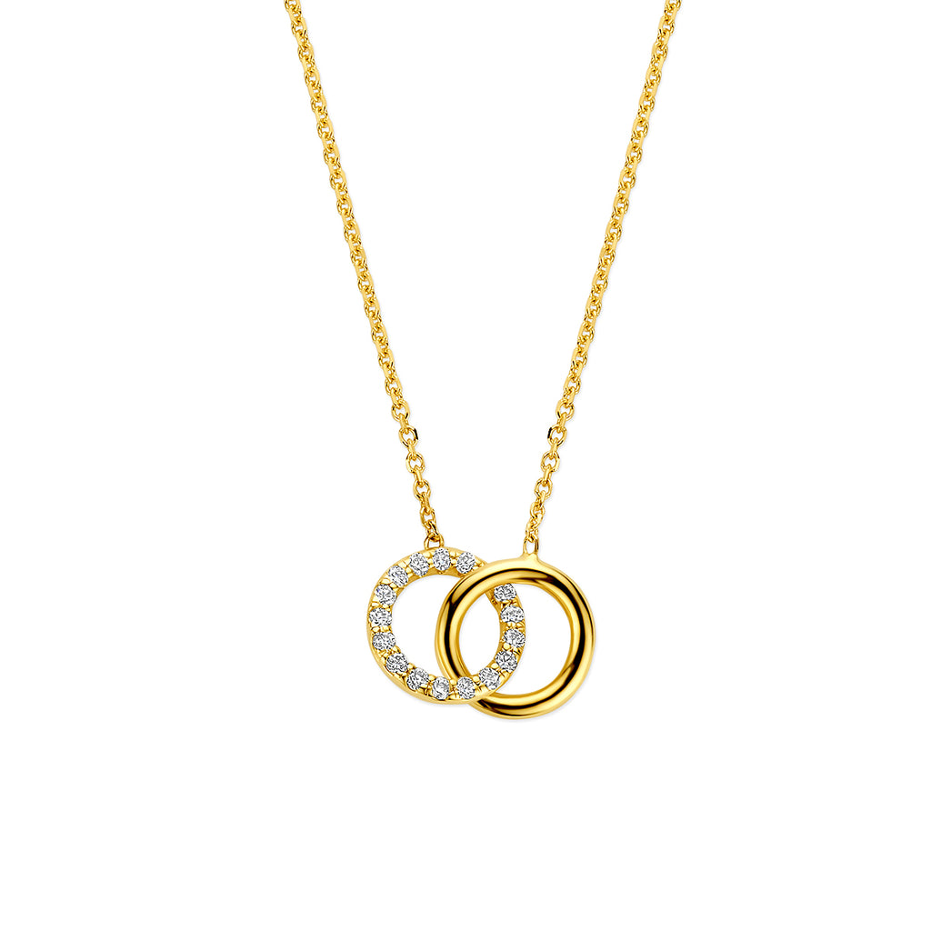 collier rondjes lab grown diamant 0.09ct g vs 40 - 42 - 44 cm 14K geelgoud