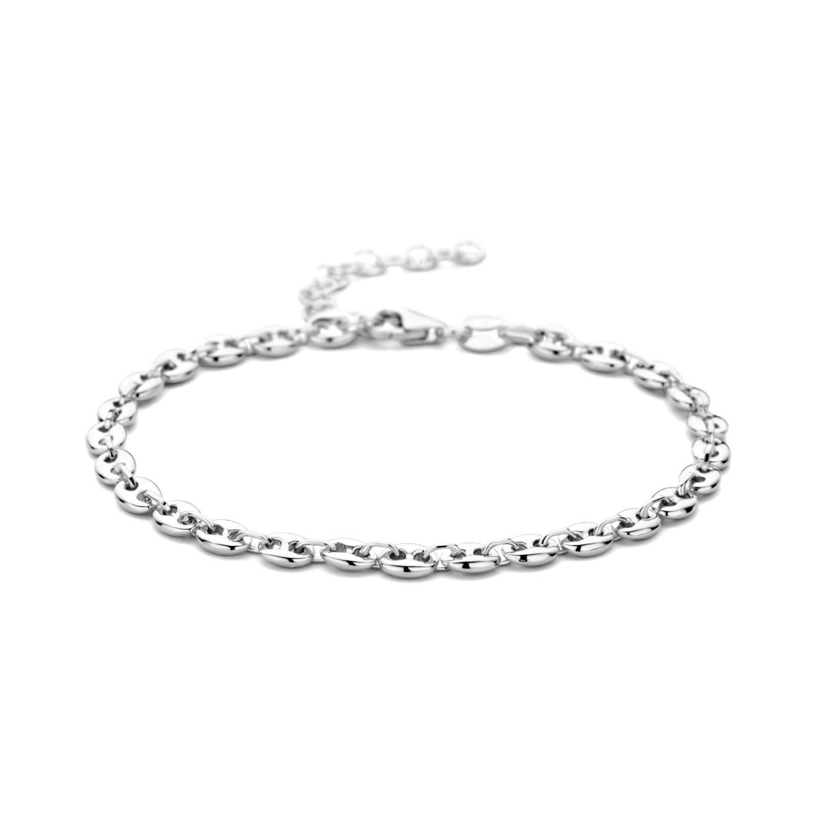 Armband Kaffeebohne 3,7 mm 16 + 3 cm Silber rhodiniert