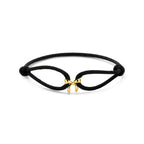 Armband Satin schwarz Schleife 13 - 26 cm 14K Gold mit Gummi/Nylon/Leder