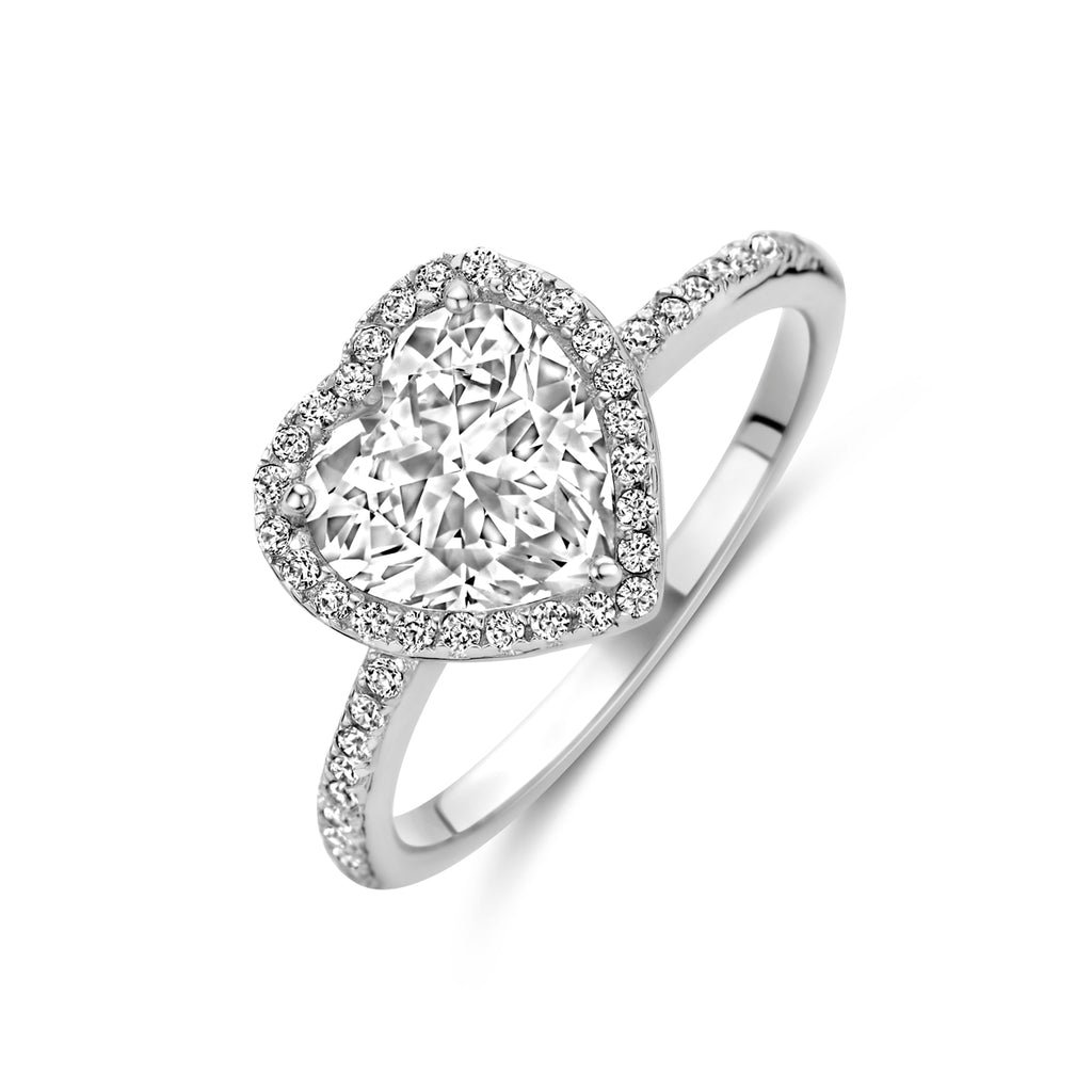 Ring Herz Zirkonia Silber rhodiniert